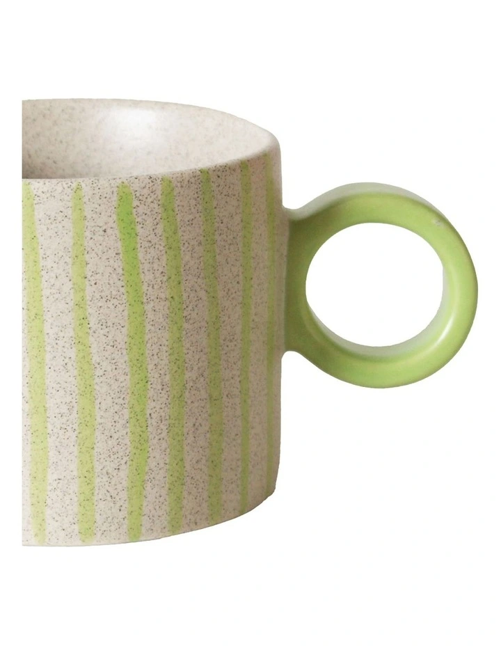 The Fruit Basket Striped Mug Hand Brushed in Green 250ml image 3