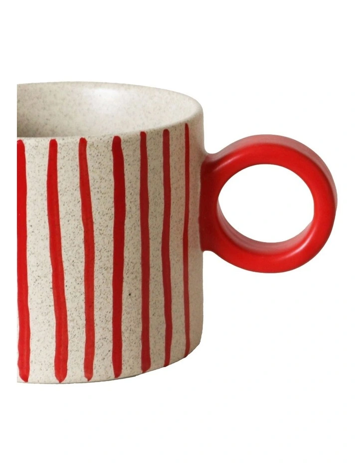 The Fruit Basket Striped Mug Hand Brushed in Red 250ml image 3