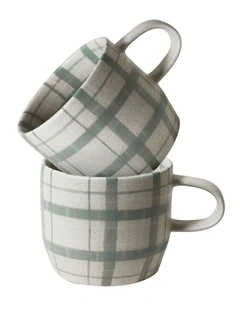 Cats Pyjamas Mug 2pk Duck Egg Check