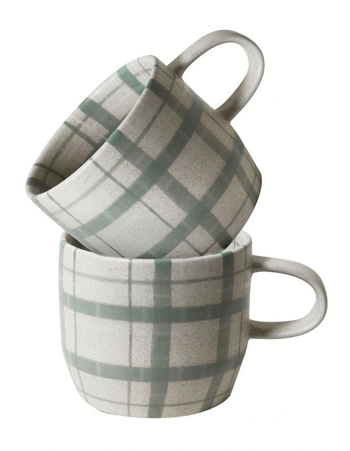 Cats Pyjamas Mug 2pk Duck Egg Check image 1