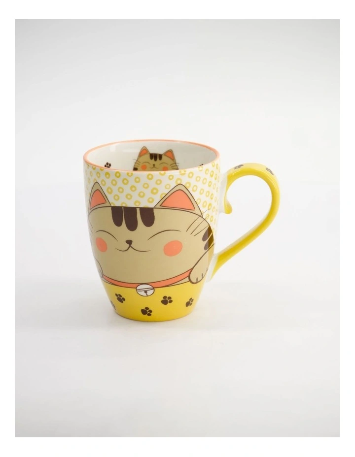 Mug Mountain Mug 380ML Twin Cat Mustard Gift Boxed image 1