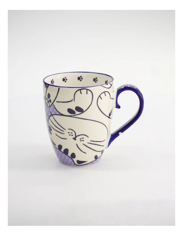 Mug Mountain Mug 380ML Chubby Cat Blue Gift Boxed image 1
