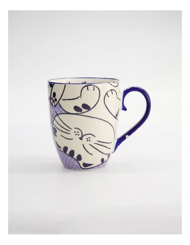 Mug Mountain Mug 380ML Chubby Cat Blue Gift Boxed image 4