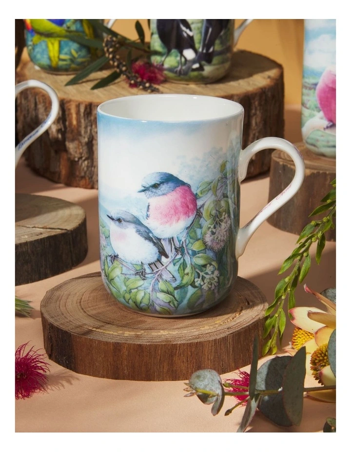 Birds of Australia KC 10 Year Anniversary Mug 300ml Rose Robin in Multi image 6