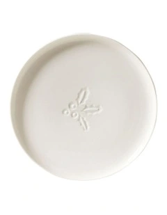 Etched Holly Christmas Plate 15cm in White