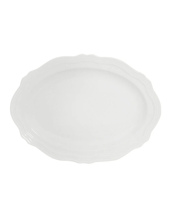 Florence Scallop Rim Oval Plate 23x17cm in White image 1