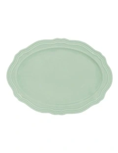 Florence Scallop Rim Oval Plate 23x17cm in Light Green