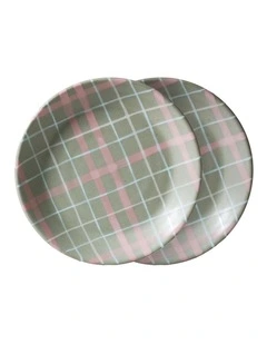 Cats Pyjamas Plate 2pk Sage & Blush Check