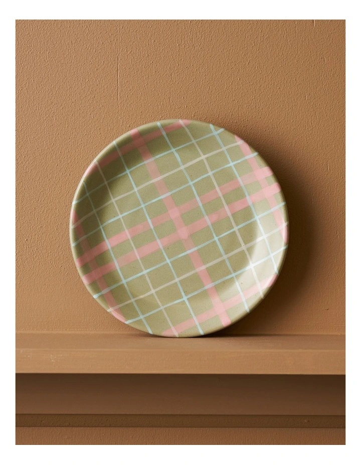 Cats Pyjamas Plate 2pk Sage & Blush Check image 2