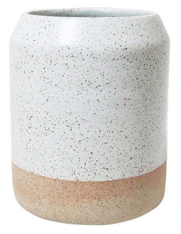 Natural Home Utensil Jar in White Speckle