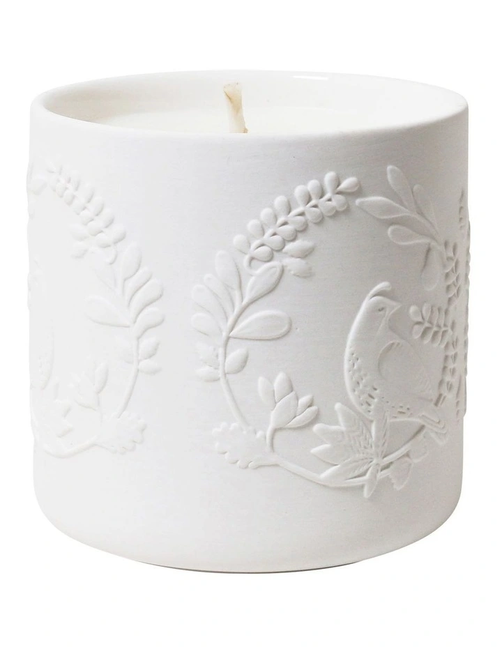 A Christmas Embossed Candle in White image 2
