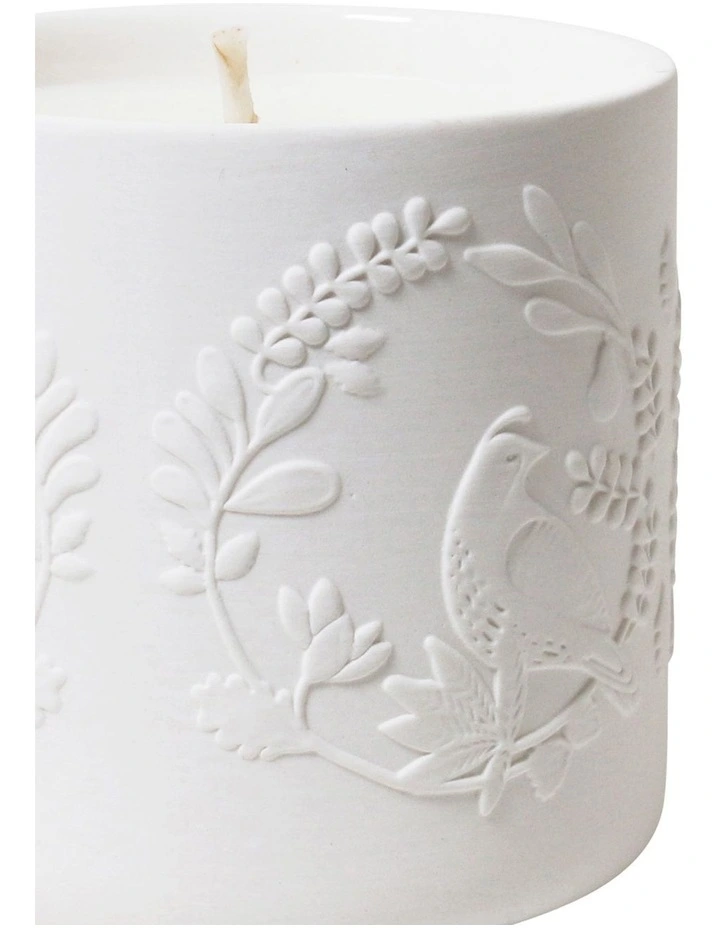 A Christmas Embossed Candle in White image 3
