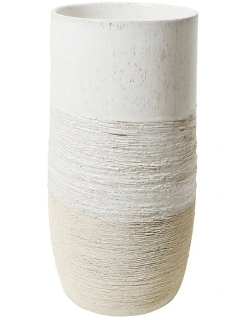Terrain Vase Large 13x26cm in White With Raw