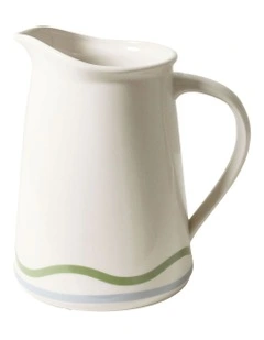 Summer Ribbon Water Jug 1.4L Vintage White With Green