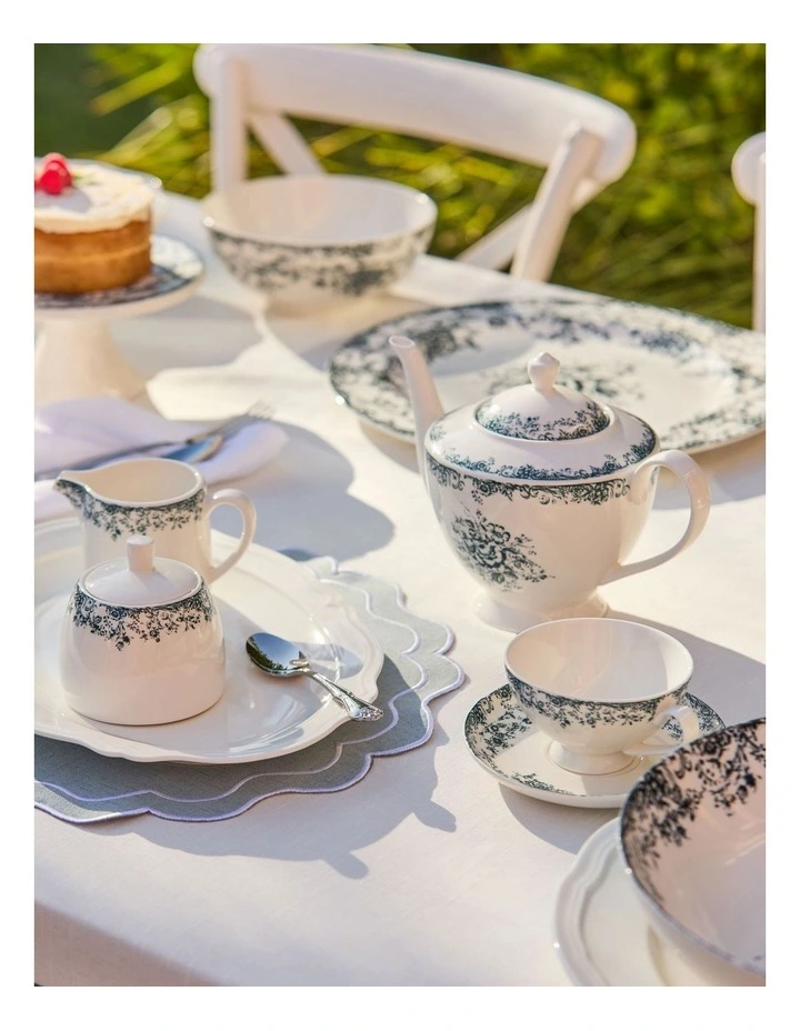 Rosetta Sugar & Creamer Set Gift Boxed in Antique Blue image 3