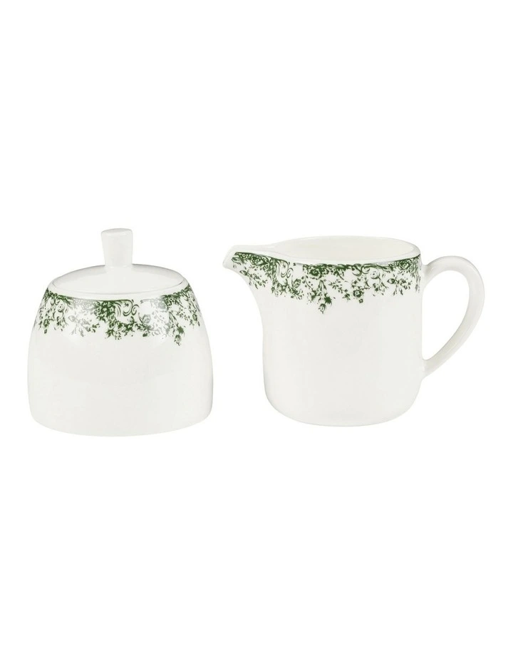Rosetta Sugar & Creamer Set Gift Boxed in Antique Green image 1