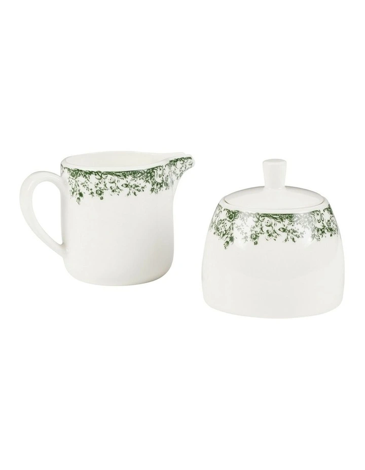 Rosetta Sugar & Creamer Set Gift Boxed in Antique Green image 2