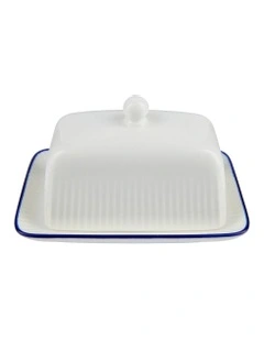 Cafe Blue Butter Dish 16cm Gift Boxed in White/Blue