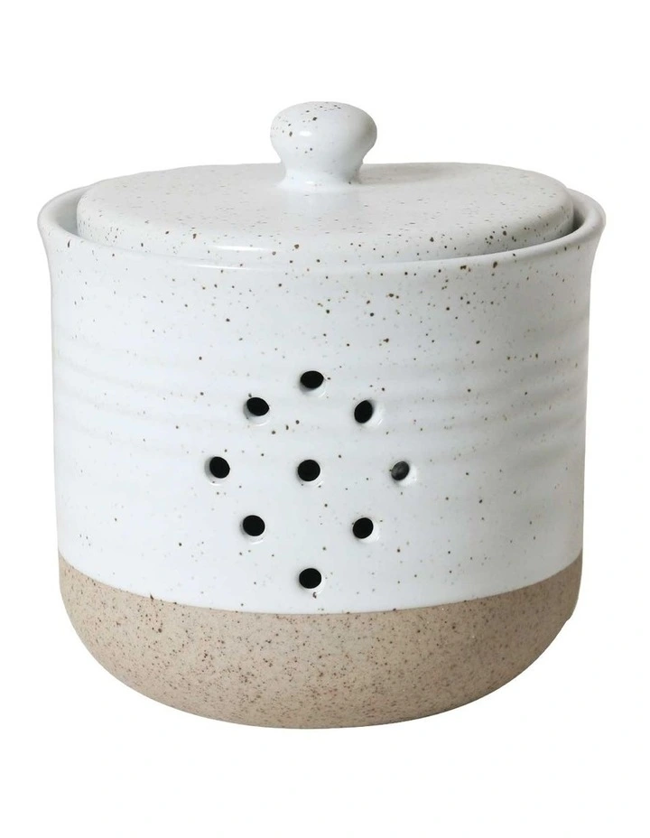 Natural Home Garlic Holder 10.5x10.5cm in White image 1