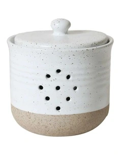 Natural Home Garlic Holder 10.5x10.5cm in White