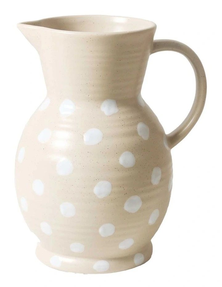 Creative Kitchen Pitcher Handbrushed Polka Dots 1.5L in Cream image 1