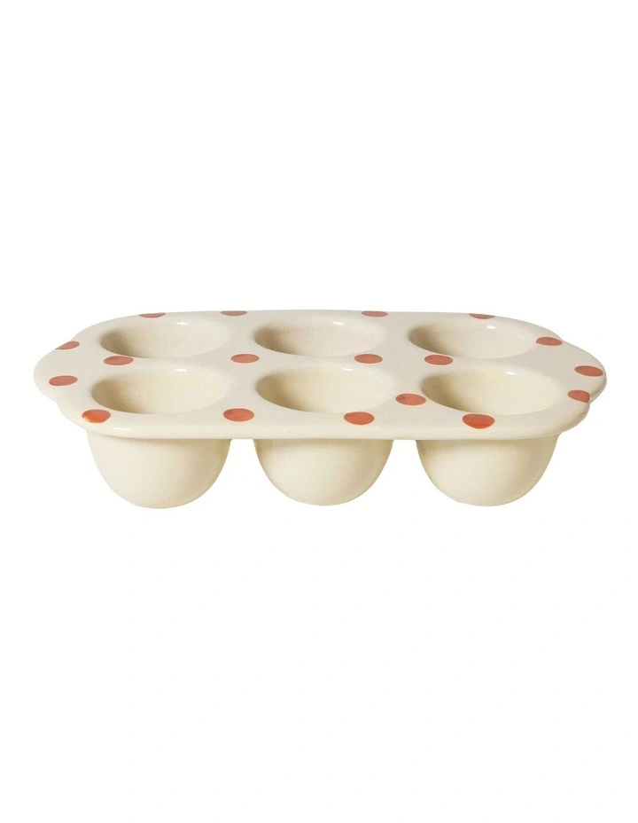 Emogen's Chickens Egg Crate 6 Cup With Polka Dots in Cream image 1
