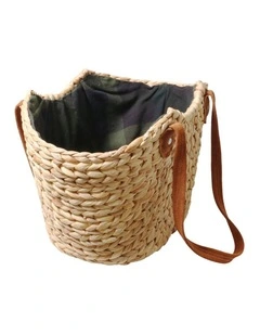 Market Lane Tartan Basket w/ Suede Handles