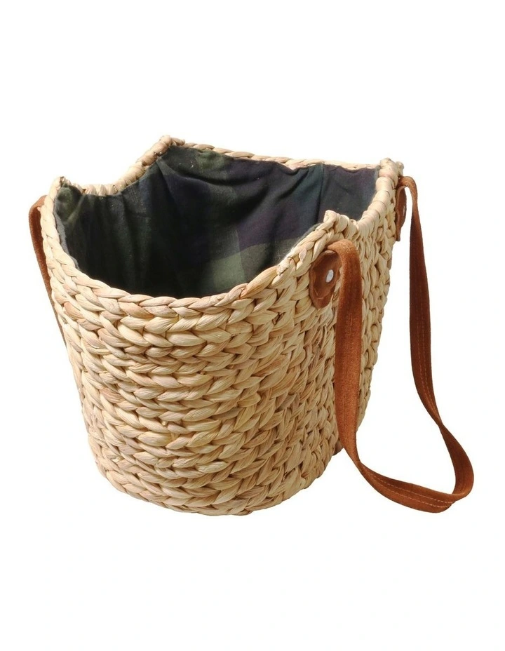 Market Lane Tartan Basket w/ Suede Handles image 1