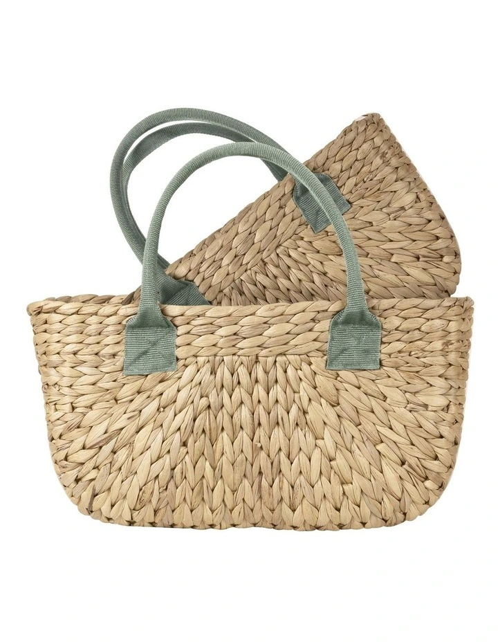 Harvest Basket 2 Pack Olive Canvas Handle in Brown image 2