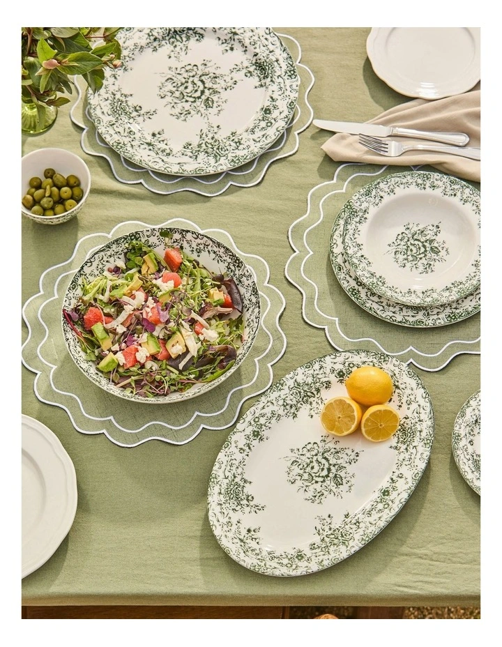 Rosetta Round Serving Bowl 28x7cm Gift Boxed in Antique Green image 3