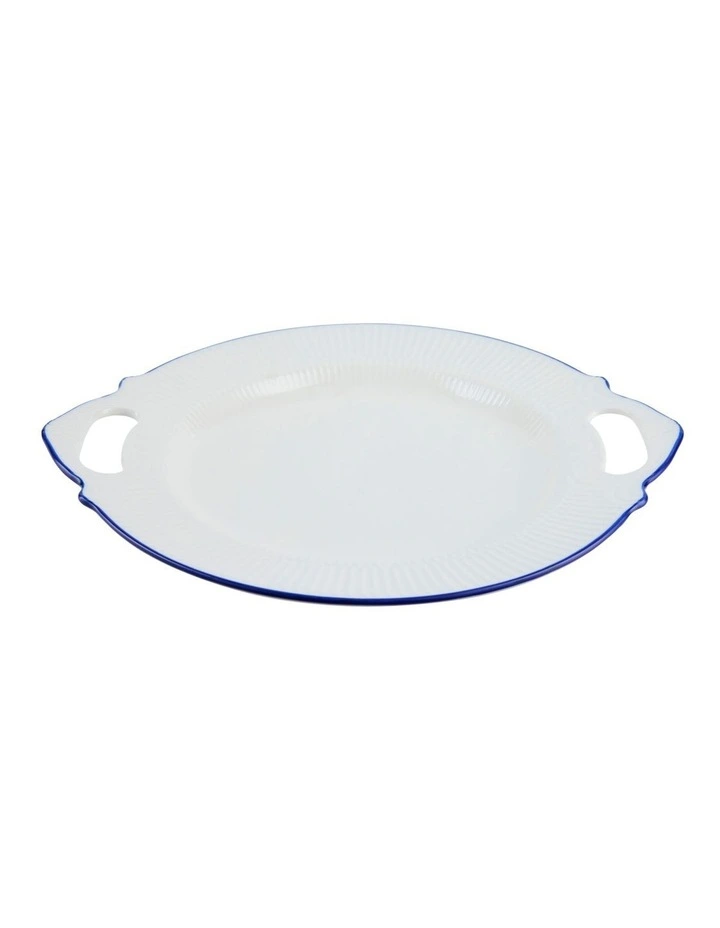 Handled Oval Platter 32x28cm in White image 2