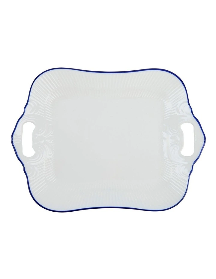 Handled Rectangular Platter 32x23cm in White image 1
