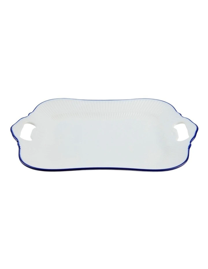 Handled Rectangular Platter 32x23cm in White image 2