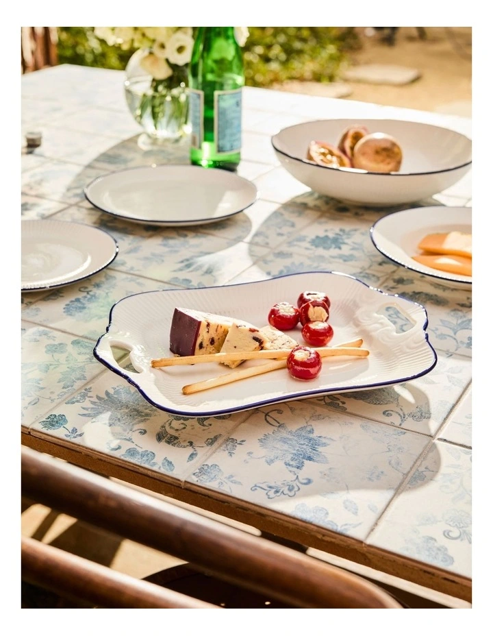 Handled Rectangular Platter 32x23cm in White image 3