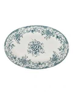 Rosetta Oval Platter 37x25cm Gift Boxed in Antique Blue