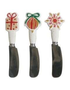 Noel Collection Assorted Hand brushed Pate Knives - Set of 3