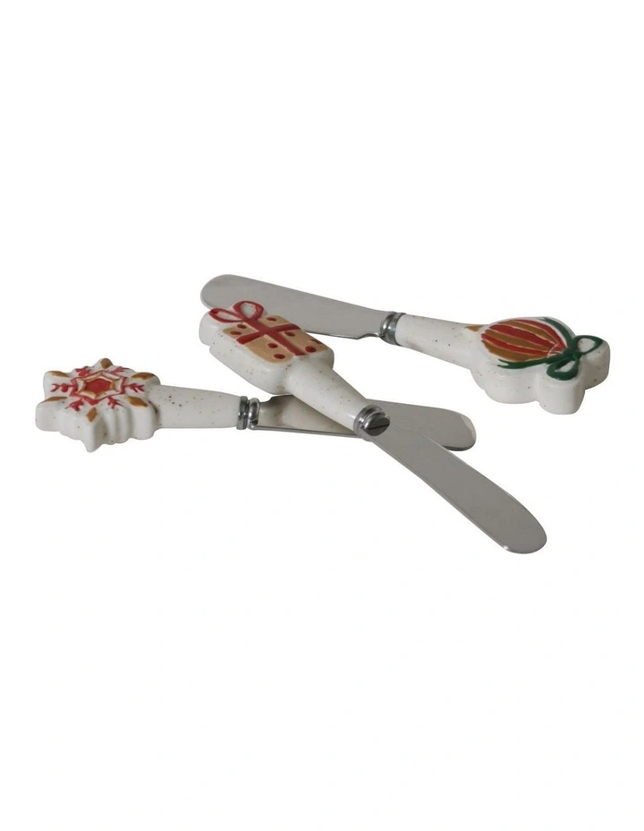 Noel Collection Assorted Hand brushed Pate Knives - Set of 3 image 3