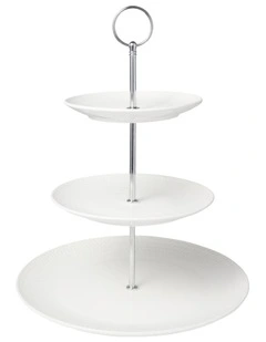 White Basics Diamonds 3-Tier Gift Boxed Cake Stand  in White