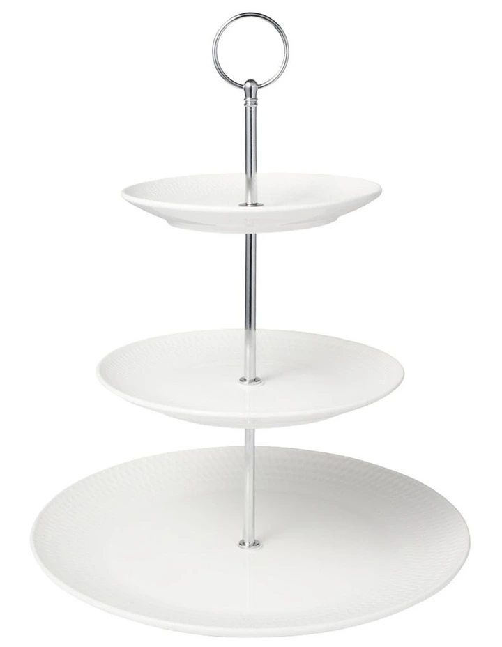 White Basics Diamonds 3-Tier Gift Boxed Cake Stand in White image 1