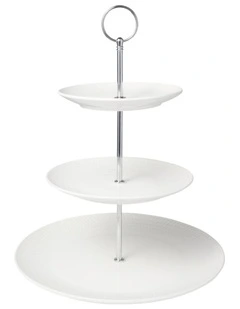 White Basics Diamonds 3-Tier Gift Boxed Cake Stand in White