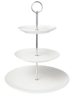 White Basics Diamonds 3-Tier Gift Boxed Cake Stand  in White