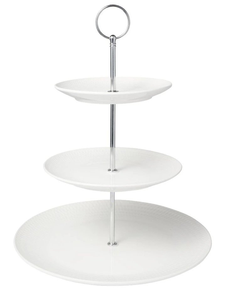 White Basics Diamonds 3-Tier Gift Boxed Cake Stand in White image 1