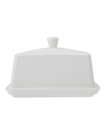Whites Basics Diamonds Butter Dish Gift Boxed in White