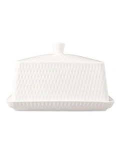 Whites Basics Diamonds Butter Dish Gift Boxed in White