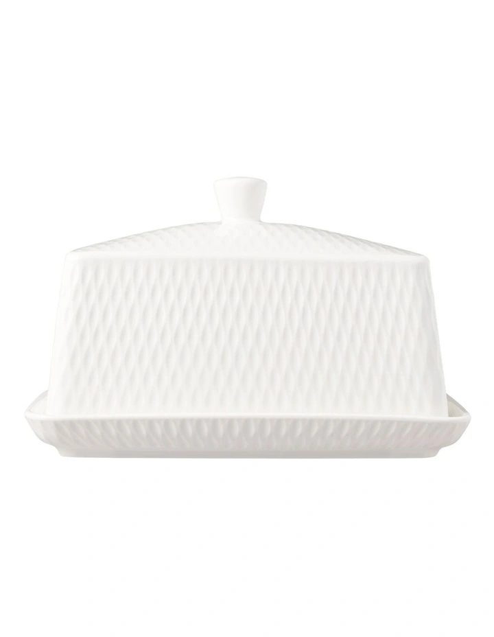 Whites Basics Diamonds Butter Dish Gift Boxed in White image 1