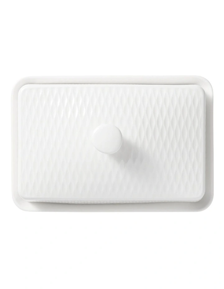 Whites Basics Diamonds Butter Dish Gift Boxed in White image 3