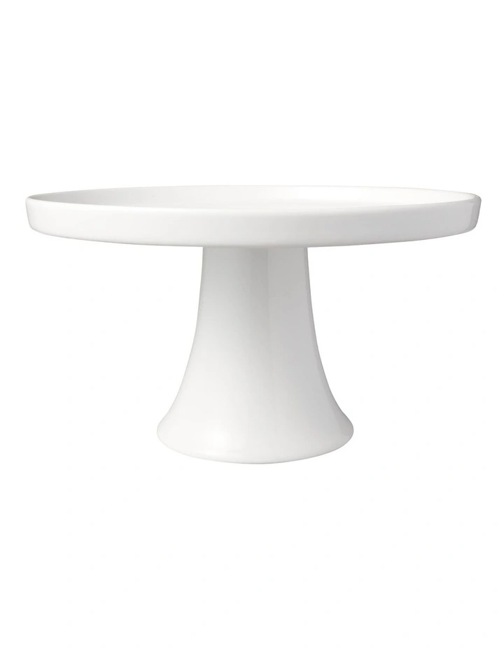 White Basics Footed Cake Stand 20cm Gift Boxed in White image 1