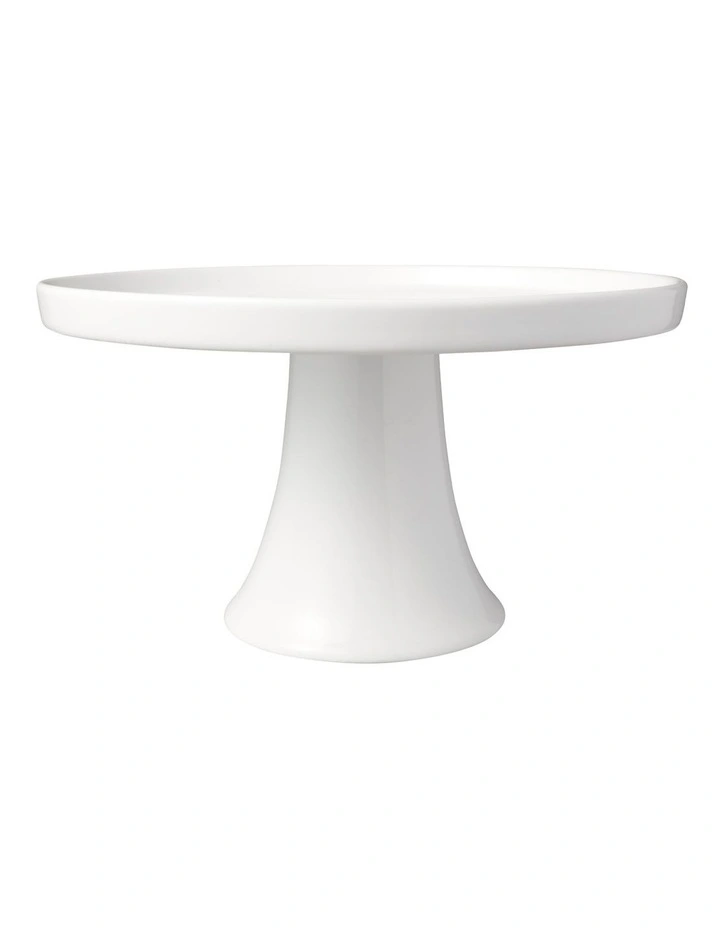 White Basics Footed Cake Stand 20cm Gift Boxed in White image 1