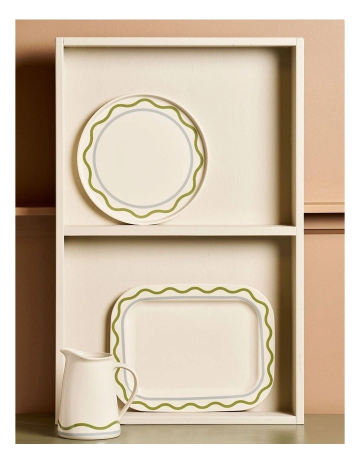 Summer Ribbon Rectangle Platter 37 x 28.5 x 2.5cm in Vintage White With Pink image 4