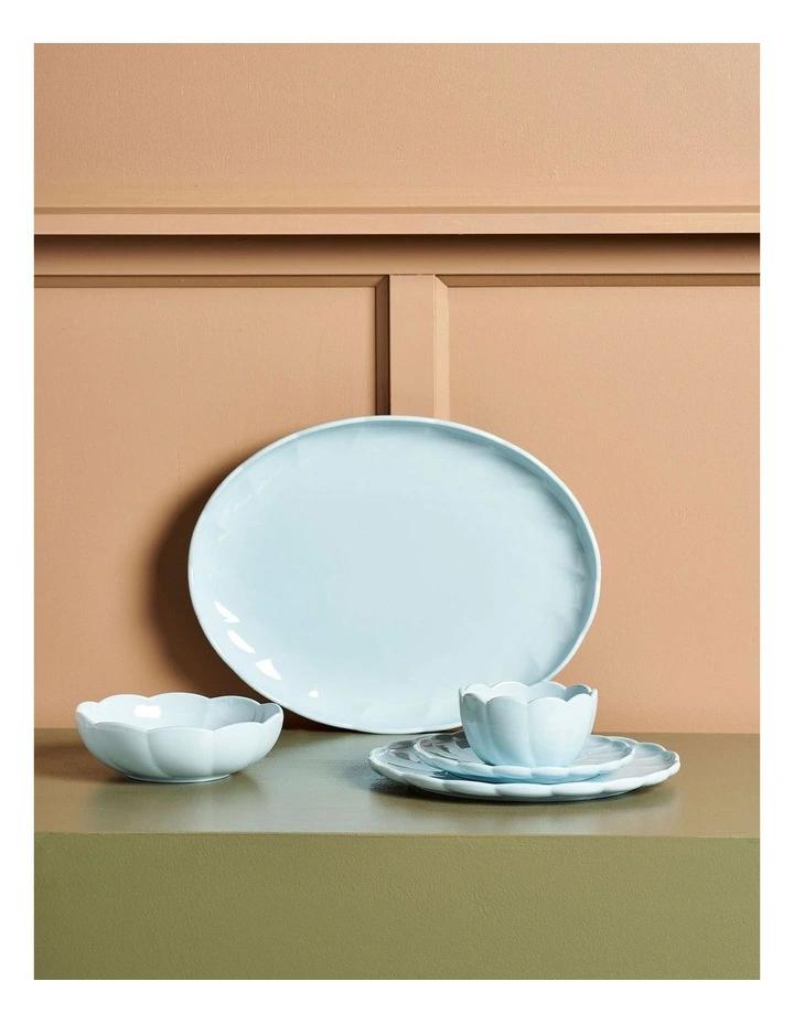 French Bazaar Oval Platter 38.5 x 30 x 4cm in Ice Blue image 4